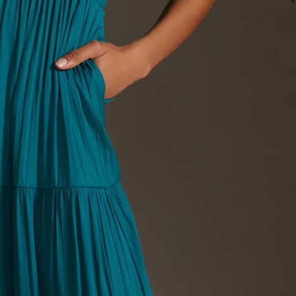 Anthropologie Somerset Dress NWT Turquoise Satiny Incredibly Flattering Size M! - Picture 8 of 17